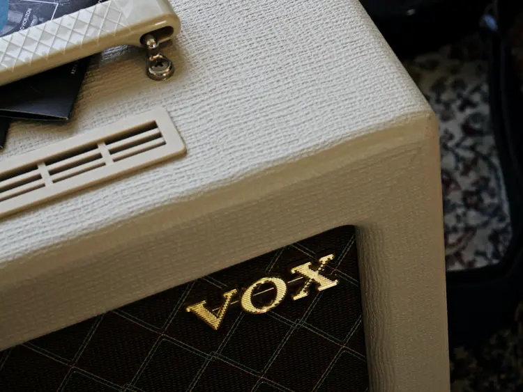 A close up of a VOX amp.