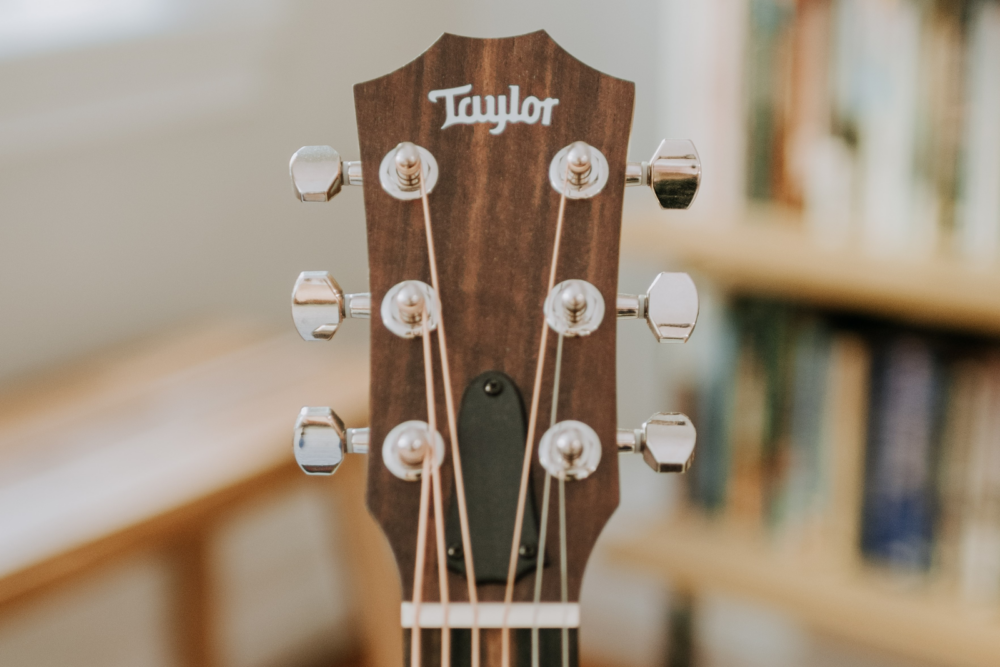 An image of the headstock of a Taylor Swift guitar.